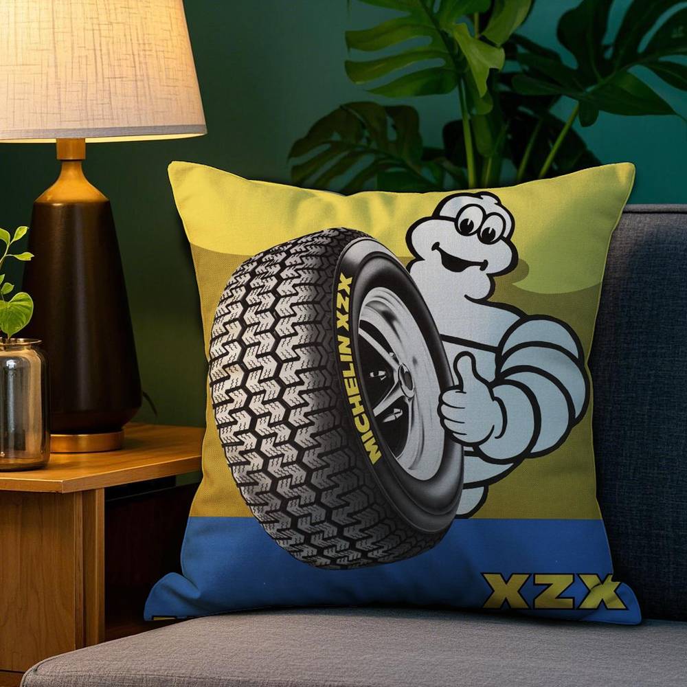 M-MichelinS T-Tyres Pillow Case Plush Fabric Soft Double Sided Print Sofa Cushion Cover Throw Pillow Covers
