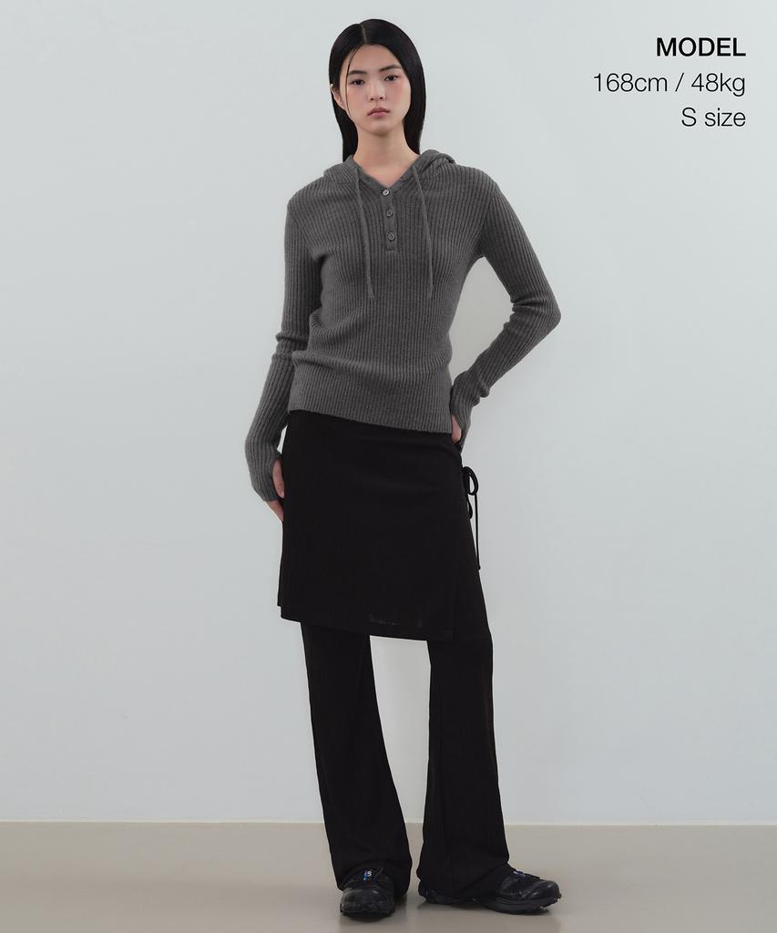 MUSINSA STANDARD WOMAN Women'S Soft Boucle Slim Hooded Knit [Medium Grey]