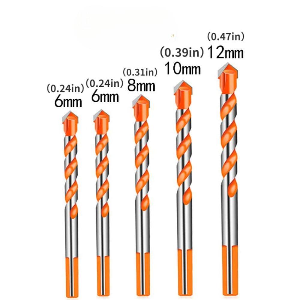 5pcs Drill Bit Set 6/6/8/10/12mm Multifunctional Drill Bit Set for Tile Concrete Brick Glass, Plastic and Wood Tungsten Carbide Tip Tools Set