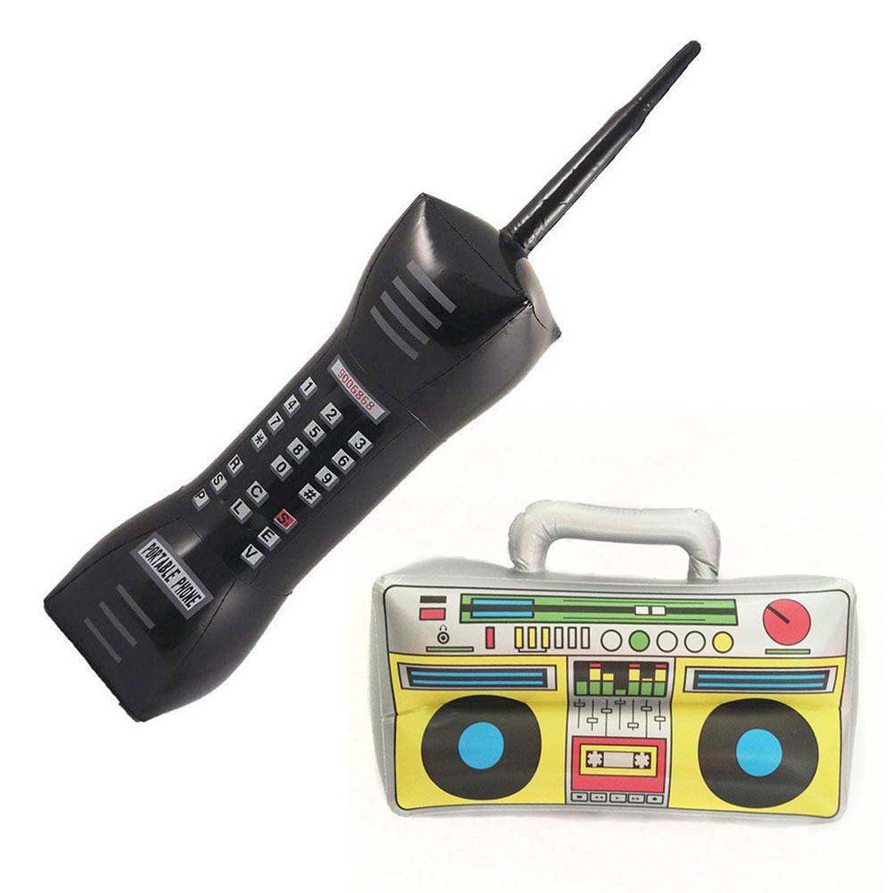 2Pcs Aufblasbare Radio Boombox Aufblasbare Handy Aufblasbare Requisiten für 80er 90er Party Dekorationen
