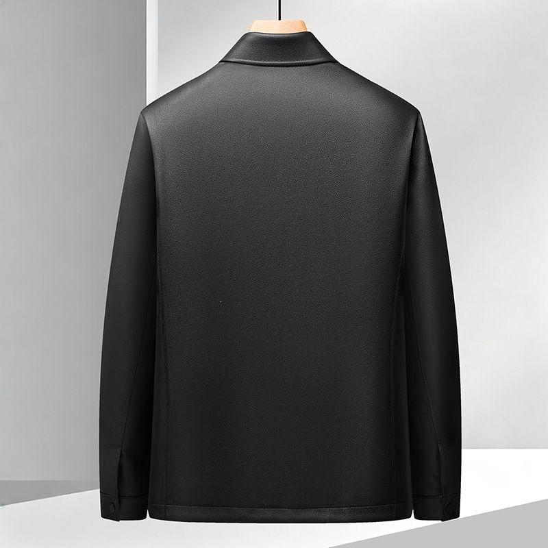 Autumn and winter new men's business jacket leather jacket business casual men's lapel washed leather jacket