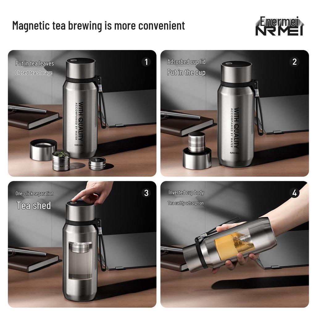 25-Year Men's Insulated Steel Cup: Large Capacity with Magnetic Tea Separator and Infuser