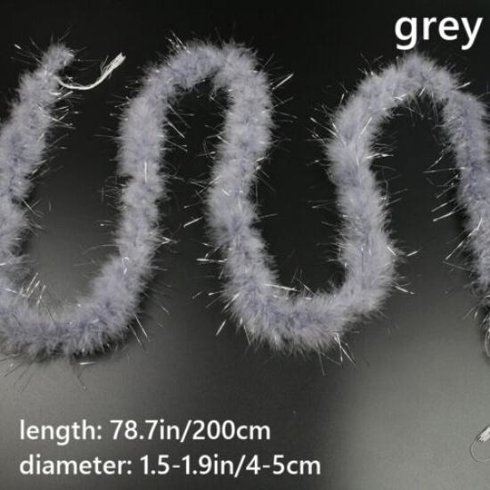 2M DIY Faux Turkey Feather Fur Trimming Ribbon Material Accessory Decoration серый