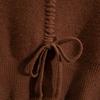 Spring and Autumn Short V-neck Tank Top with Drawstring Solid Color Pullover Sweater Vest
