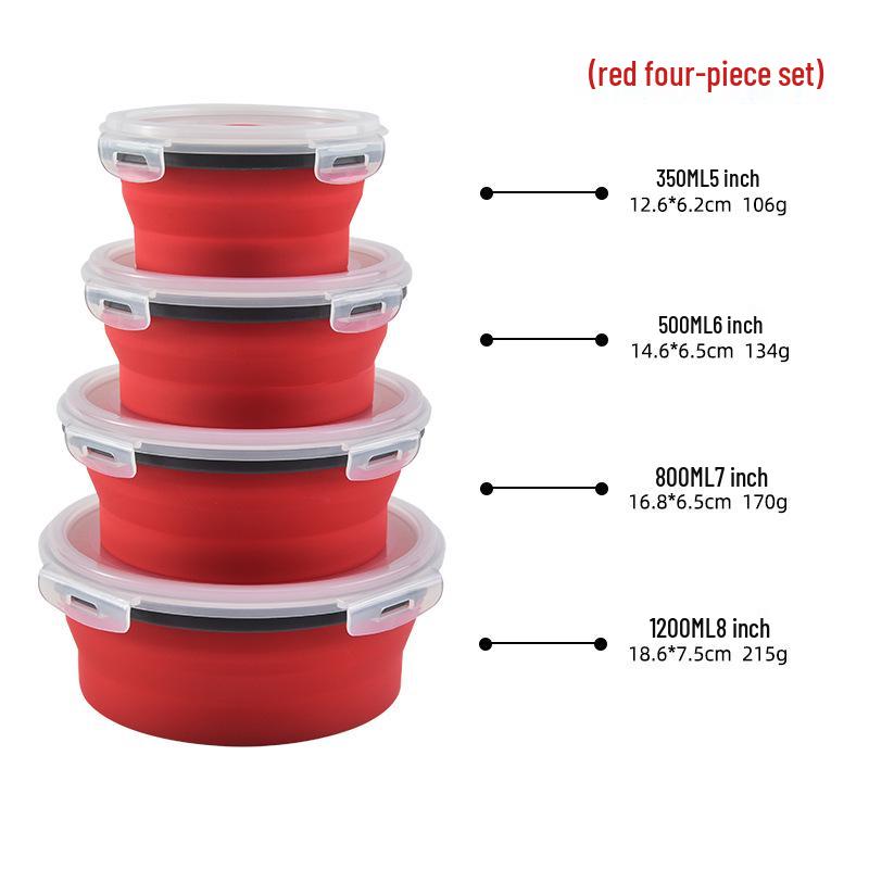 

Складной силиконовый ланч-бокс - Портативный контейнер для ланча и фруктов, сохраняющий свежесть, для путешествий и школы
