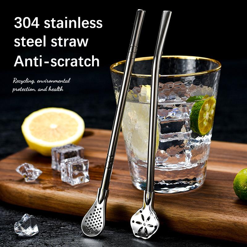 Brčko Lžička Dlouhá Rukojeť Míchací Maté Nerezový Filtr Čajová lžička Káva Míchací Lžička Barové Doplňky Přenosná Čajová Naběračka