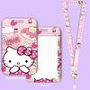 Kawaii Hello Kitty Photo Card Holder Sanrio Kt Cat Telescopic Easy-Pull Buckle Card Sleeves Pendant Meal Card Bus Card Cover