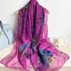 Classic Floral Silk Gauze Scarf - Versatile, Lightweight Sun Protection Shawl for Women, Ideal for Spring, Summer, and Autumn