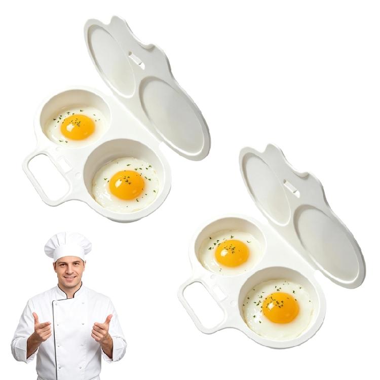 Apartment Kitchen Egg Steamer Container for Microwave Use, Two-Section Plastic Egg Poacher for Fast Breakfast Cooking