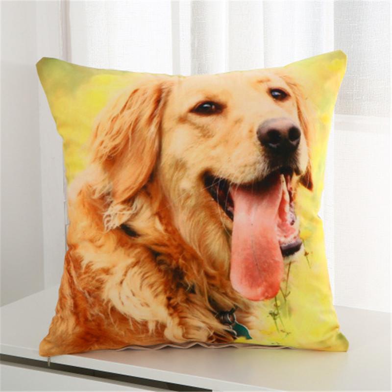 45x45cm Puppy Cat Dog Printed Cushion Cover Short Plush Living Room Sofa Christmas Home Decoration