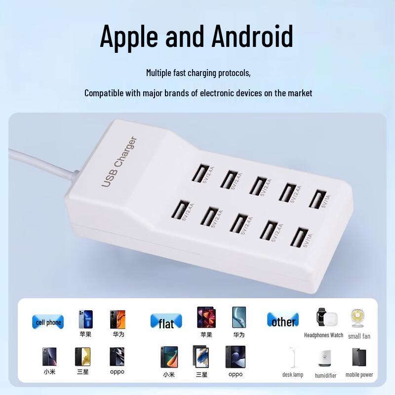 50W Multi-Port USB Fast Charging Power Strip