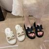 Bow Rabbit Soft Bottom Fashion Versatile Beach One-word Slippers Thick-soled Cool Slippers Women's Wear 2025 Summer and Autumn
