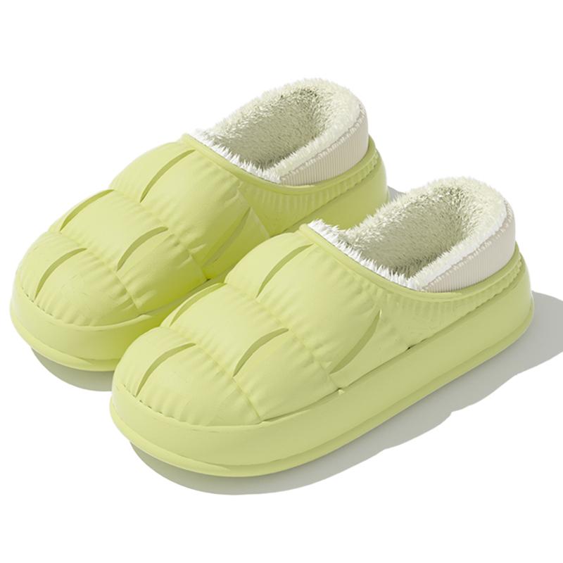 Waterproof Non-Slip Winter Home Shoes Women Comfort Soft Sole Plush House Slippers Woman Solid Color Warm Cotton-Padded Shoes