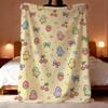 Cute Animal Art Graffiti Cat Dog Dinosaurs Kid Throw Lightweight 240g Flannel Blanket Soft Skin-friendly for Summer Cooling