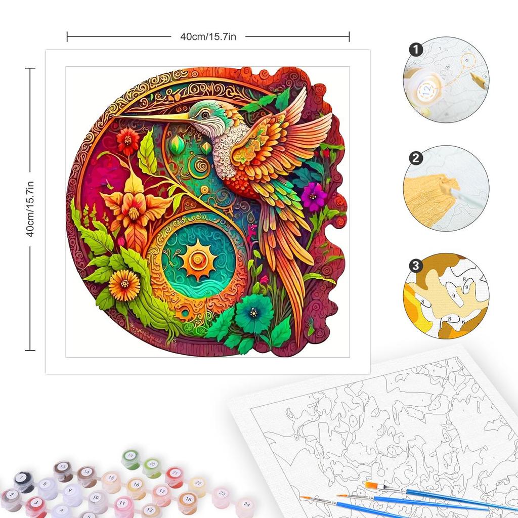 Rámová malba podle čísel pro dospělé Sady Pták Zvíře Obrázek podle čísel Akrylová barva se štětci Sady pro kutily dárek 40x40