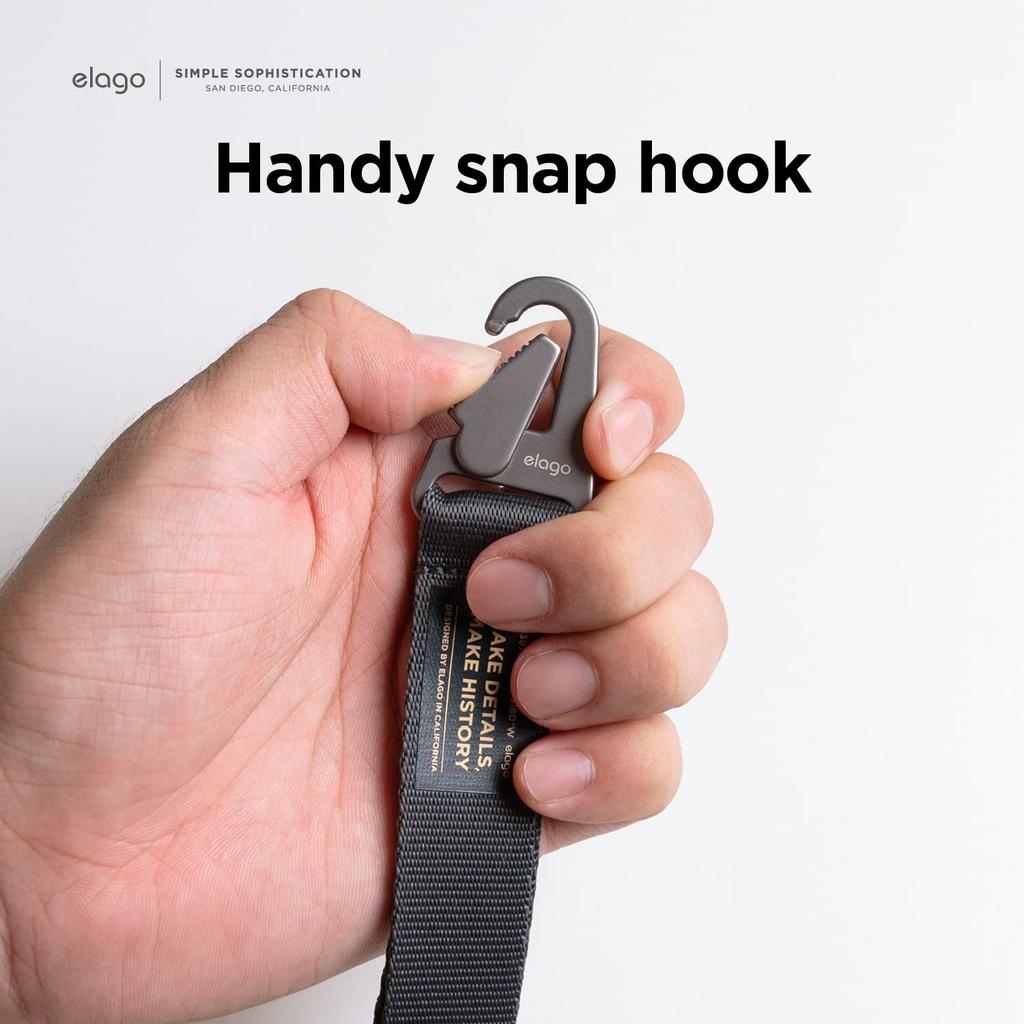 elago Carabiner Hand Strap, Simple and Stylish, D-Ring and O-Ring Compatible, Stable and Comfortable, Carabiner Wrist Strap [Compatible with Various S