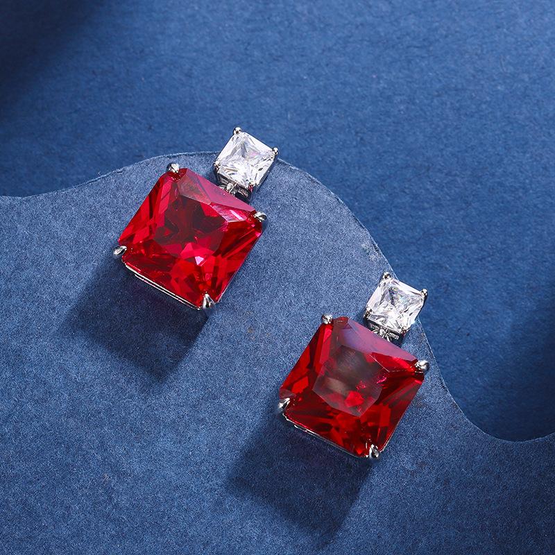 Jewelry Copper Bottom Gold Plating Simulation Corundum Green Nano Temperament Set Main Stone 12 * 12