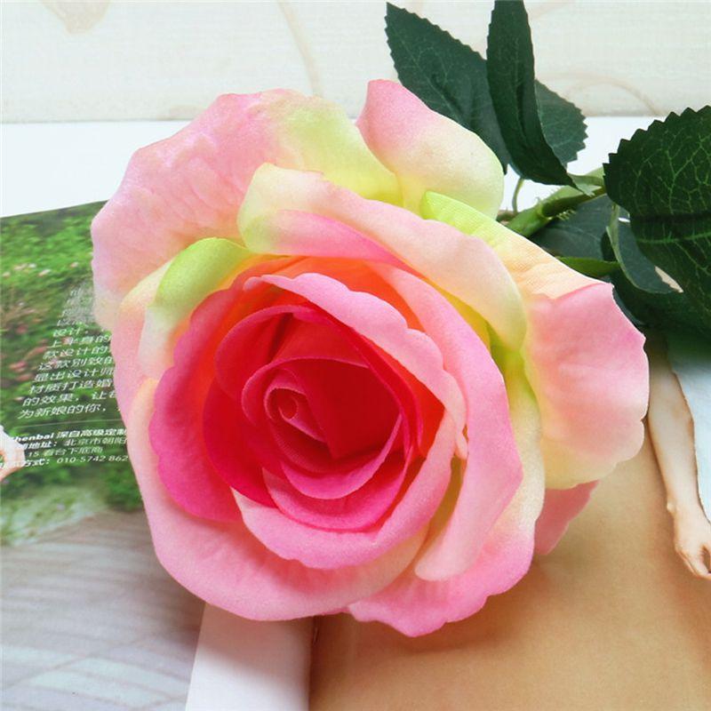 Elegant 5set Artificial Silk Fake Flowers Rose Bouquet For Wedding And Home Decor