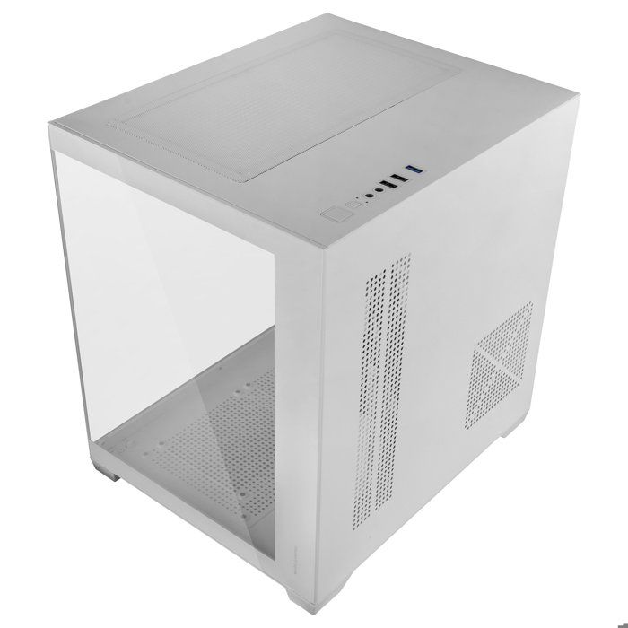 Mars Gaming MC-VIEW2, Boîtier MicroATX, Double Verre Trempé, 1x Ventilateur FRGB 120mm, Refroidissement 240mm, Chambre Double, Blanc