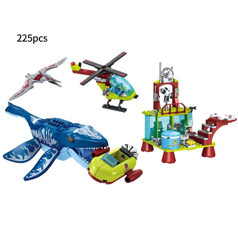 לבני בניין 'פיית קנגלונג' ספינת תקיפה מוסזאורוס מעולם היורה לבנים צעצועים נושא דינוזאורים לילדים מתנה