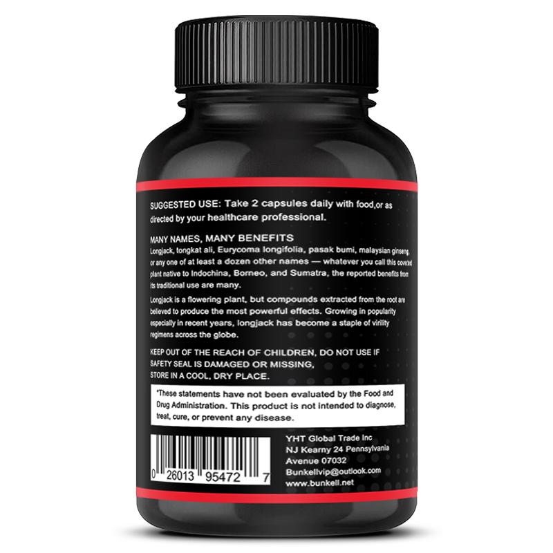 Longjack Tongkat Ali Extrakt 500 mg Nahrungsergänzungsmittel, 120 Kapseln pro Flasche