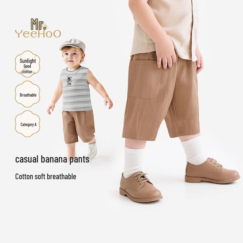 

YEEHOO Boy s Summer Pure Cotton Mid-Length Casual Pants 80