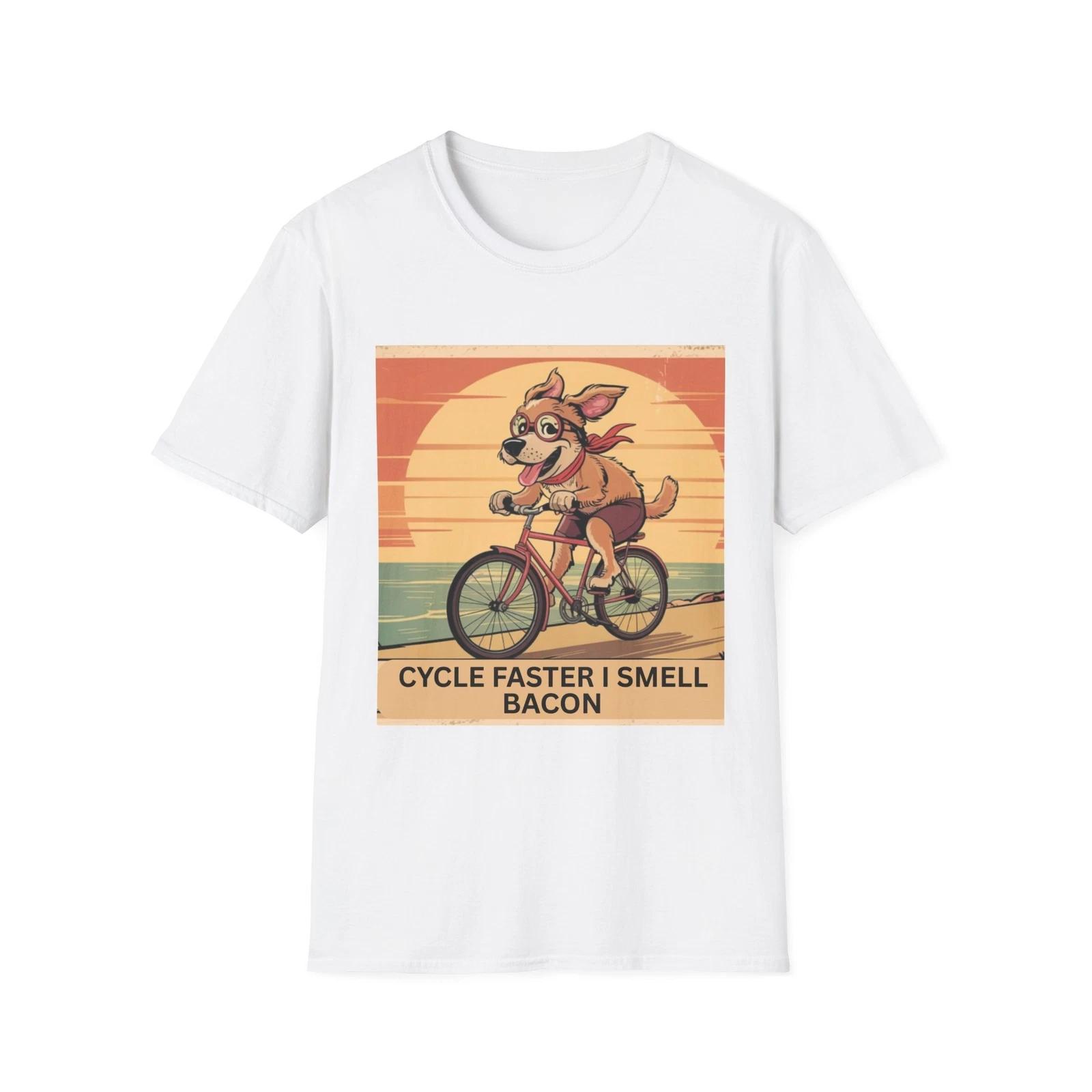 

Funny Dog Lover T-Shirt, Pet Owners Gift, Cycling Humor Tee, Bacon Theme Shirt, 4XL