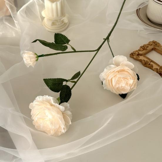 Nep Zijde Pioenroos Kunstbloem voor Vaas 25" Nep Pioenroos Takken met 2 Bloemen En 1 Knop voor Doe-het-zelf Bruidsboeket Bruidsdouche Huis Tafel
