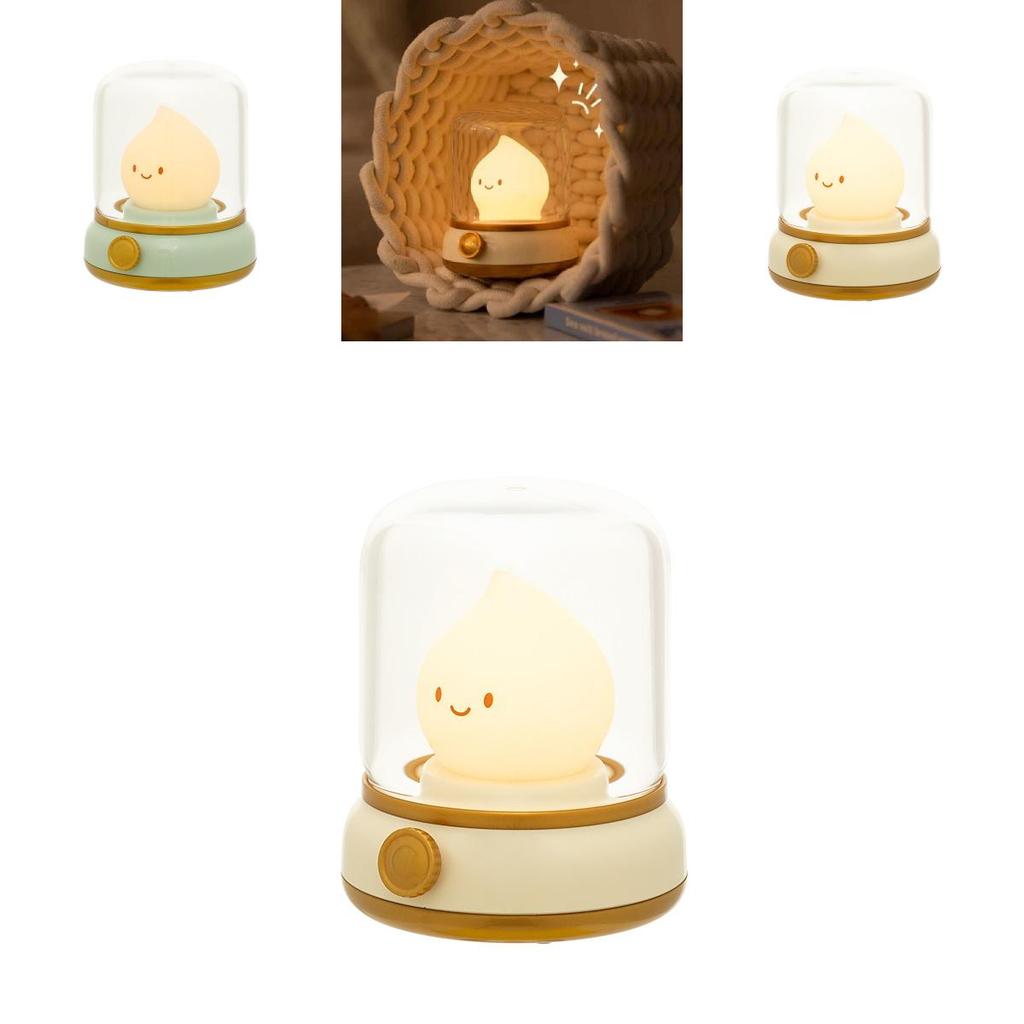 Cute Bedside Flame Shape Night Lamp With Soft Glow Rechargeable Battery For Kids Sleep Aid