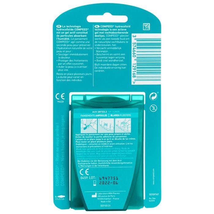 Pflaster - Compeed - Blasen an den Zehen - Schachtel mit 8 - Hypoallergen - Bakteriendicht