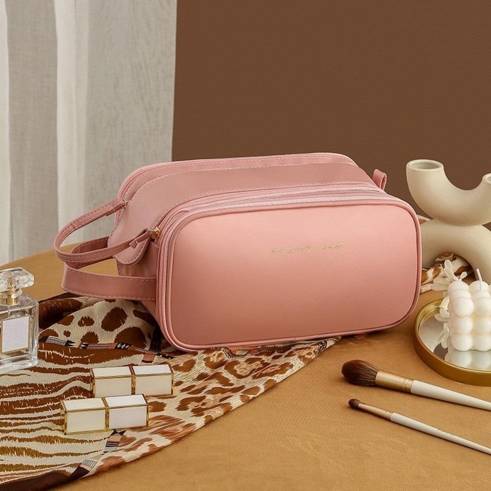 Double Zipper Makeup Pouch Bag Multifunction Travel Wash Bag PU Leather Cosmetic Bag  Female/Girls