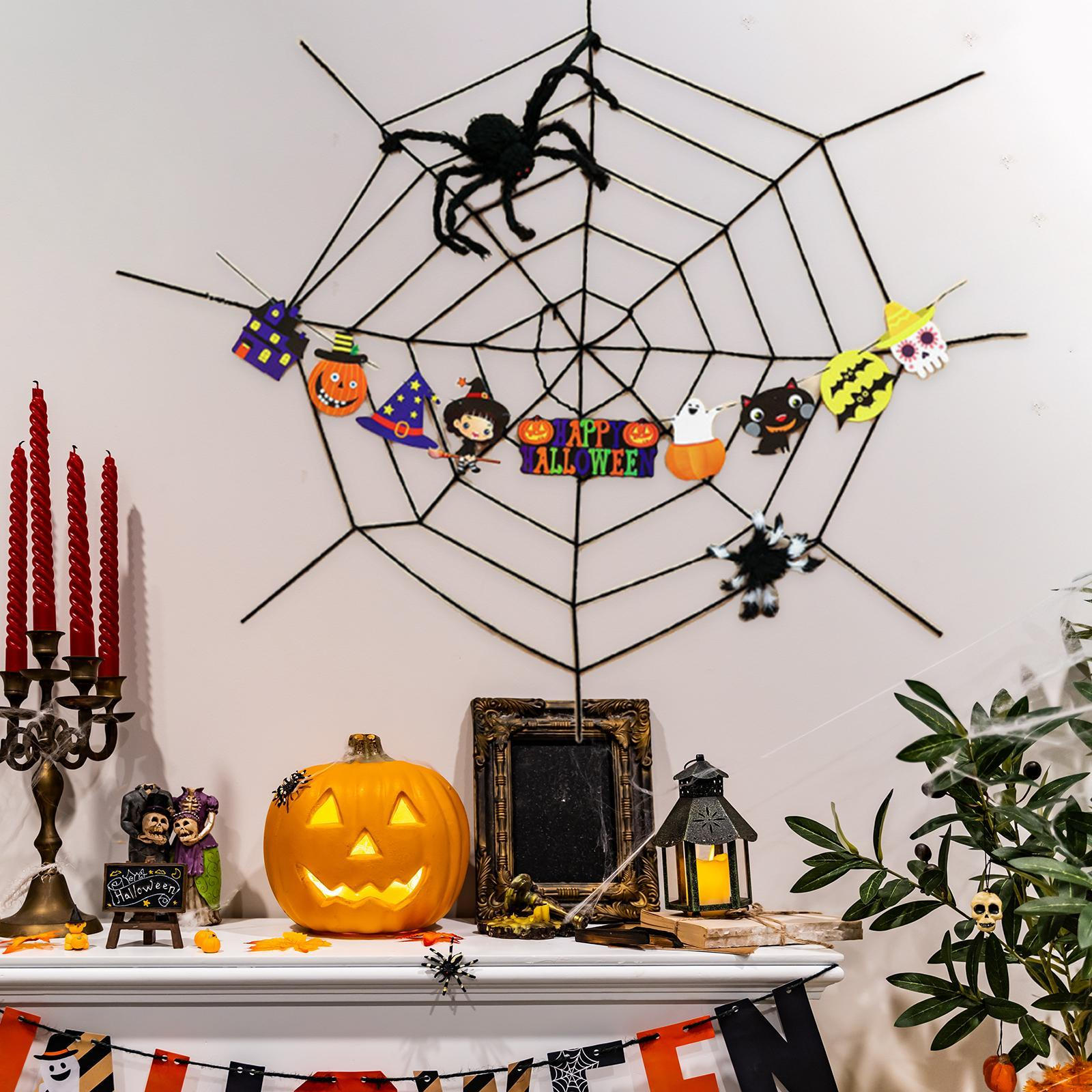 

Halloween Spider Web Decoration Backdrop Versatile Creative Hanging Ornament Decor for Style C