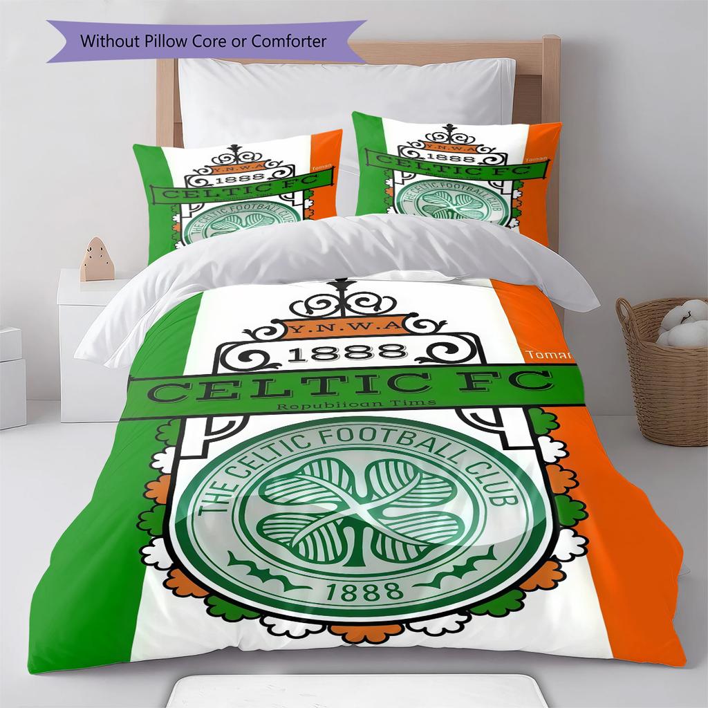 Celtic Football Club Bedding Quilt Set Quilt Cover Pillowcase Home Decoration Birthday Gift (1 * Duvet Cover + 2 * Pillowcase, Without Core)