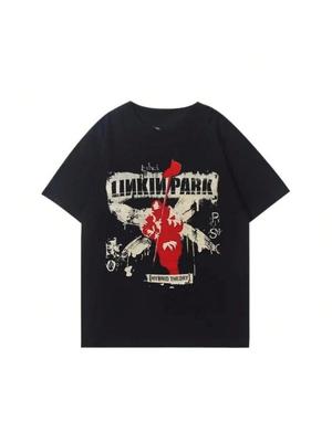 Linkin Park Lincoln Park Kapela Periferní Tričko s Krátkým Rukávem Volné Vintage Rock Oblečení s Polovičním Rukávem Velká Velikost Letní Oblečení
