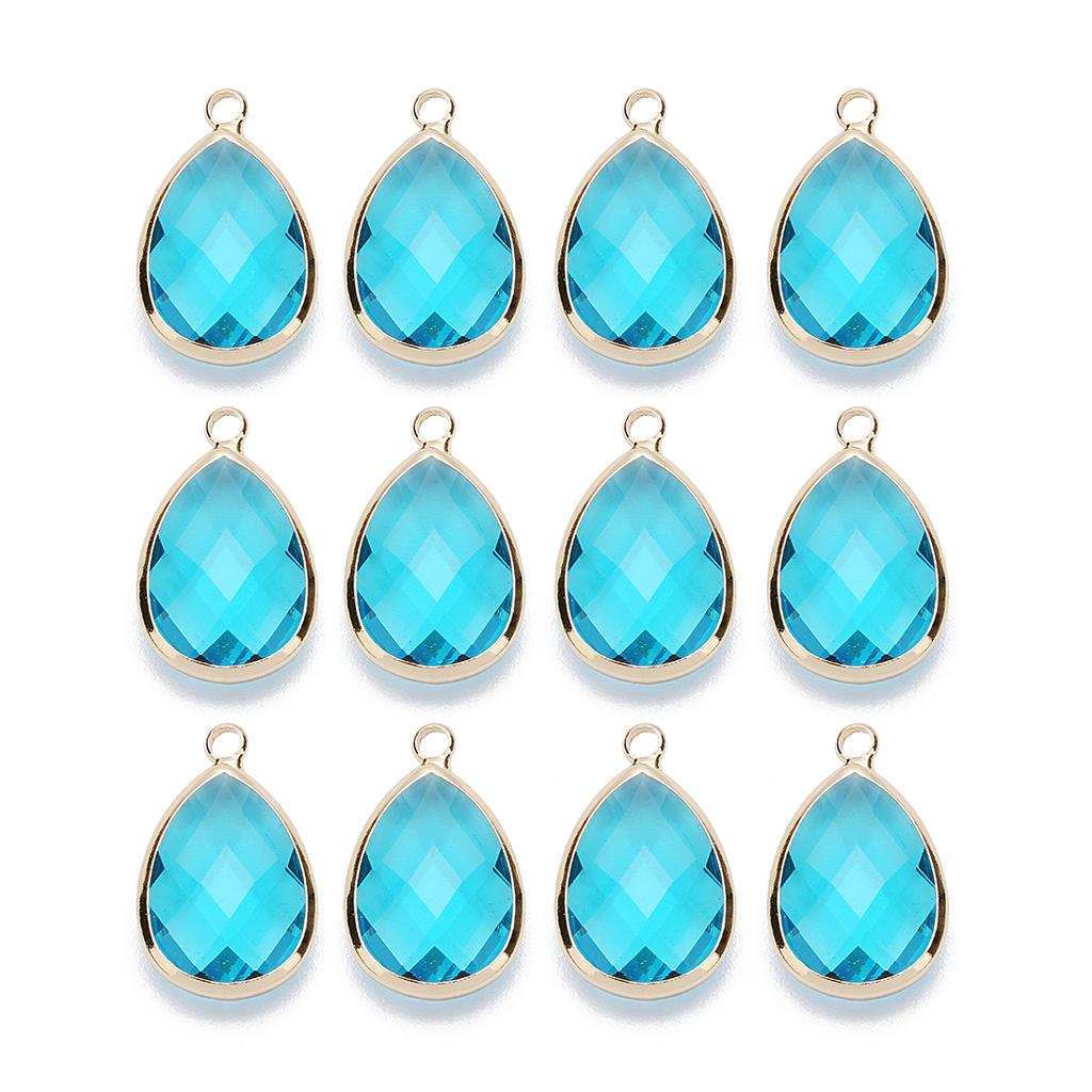 6Pcs Glass Droplet Shape Pendant with Gold Border High Quality Pendant For DIY Necklace Earrings Jewelry Accessories Supplies
