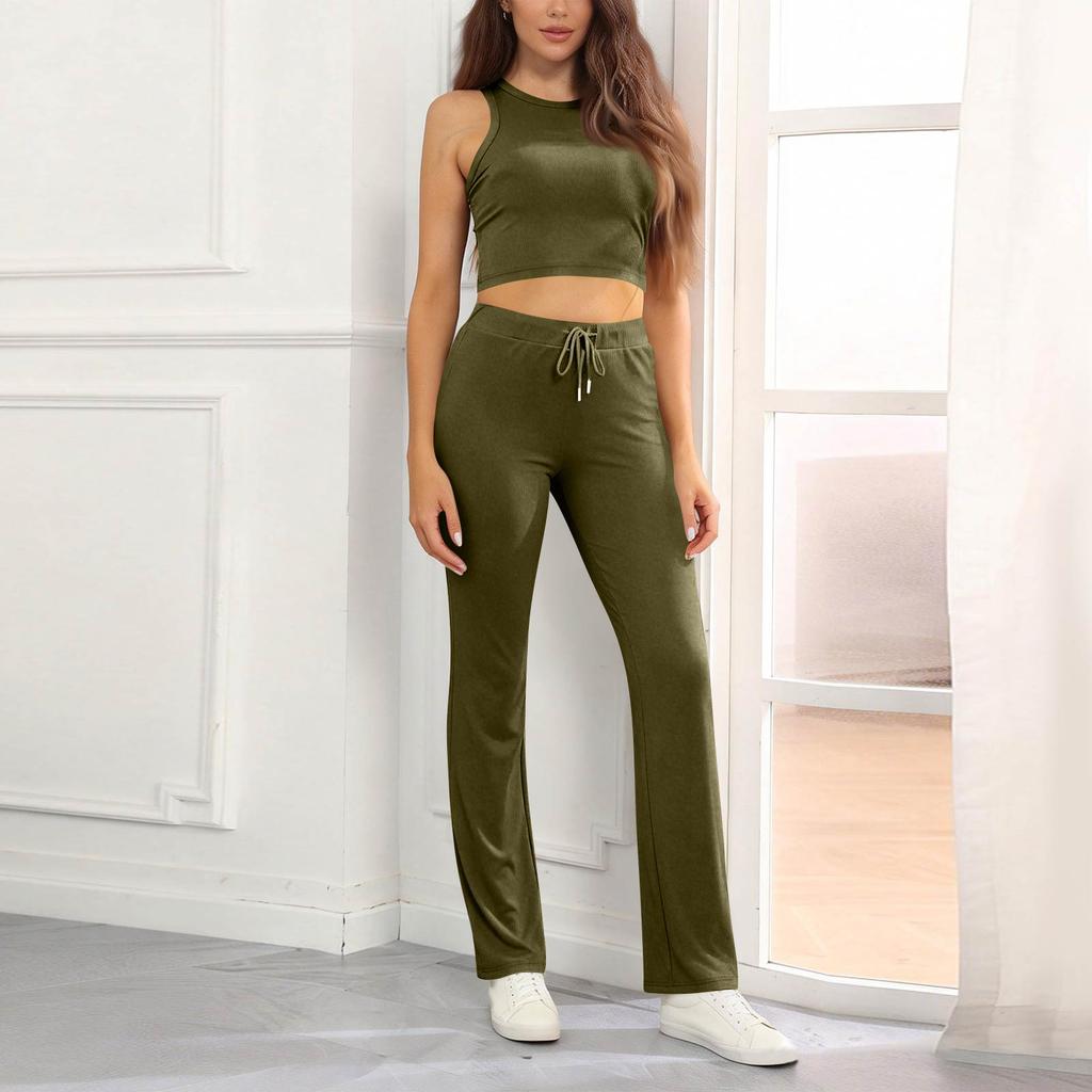 Women's 2-Piece Fashionable Casual High Stretch Shaping Sleeveless Pants Set