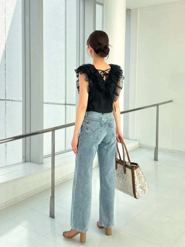 Snidel Sleeveless Frill Blouse Black Women's SWFB252008,