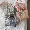 Simple Design Straw Bags for Women Artisanal Bohemian Style Beach Summer Fashion Package Bucket Tote Bags
