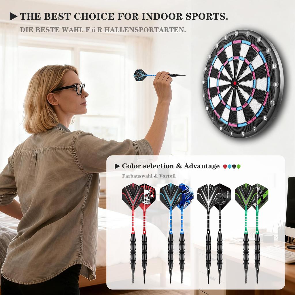 CyeeLife Plastic Soft Darts, 12-Piece Set, 20g Professional Soft Darts for Electronic Dartboards