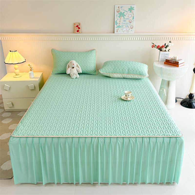 Bonenjoy Cooling Bed Skirt Summer Bed Cover Skin-friendly Bedspread Queen Size Mattress Protector Falda De Cama (No Pillowcase)