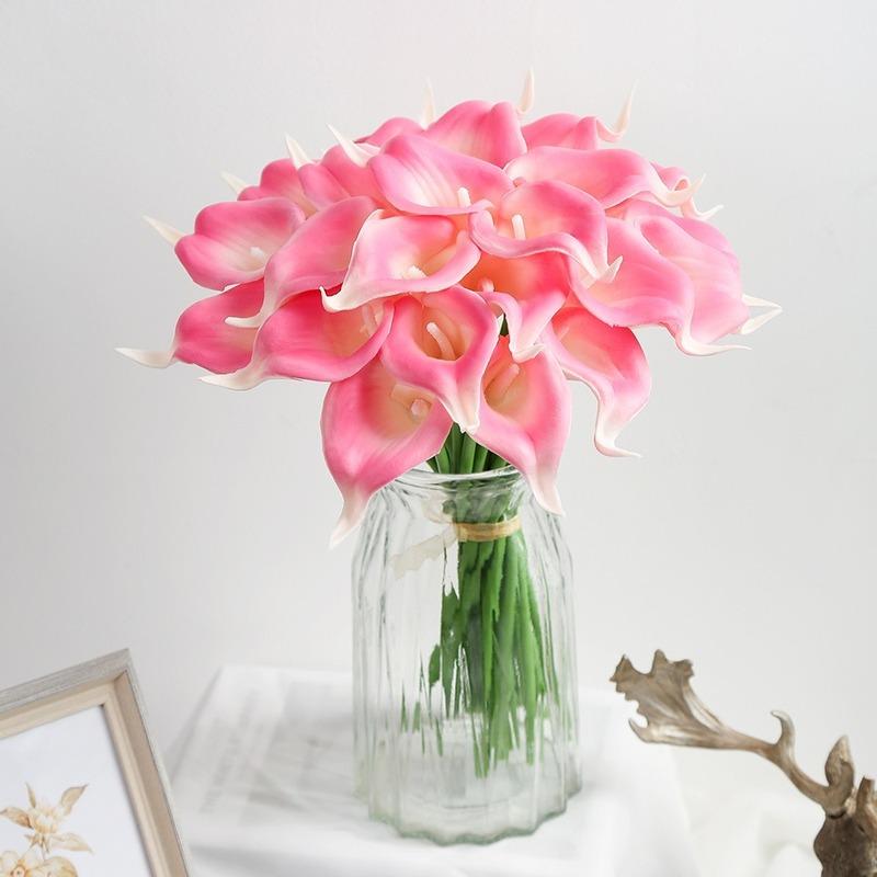 10 Pcs Artificial Calla Lily Real Touch Artificial Flowers for Wedding Bridal Bouquet Home Decor Party Supplies