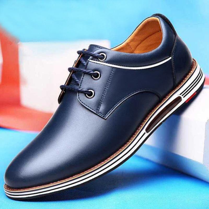 New Men's Casual Shoes Lace-up Leather Breathable Casual Leather Shoes Men's Trendy Shoes