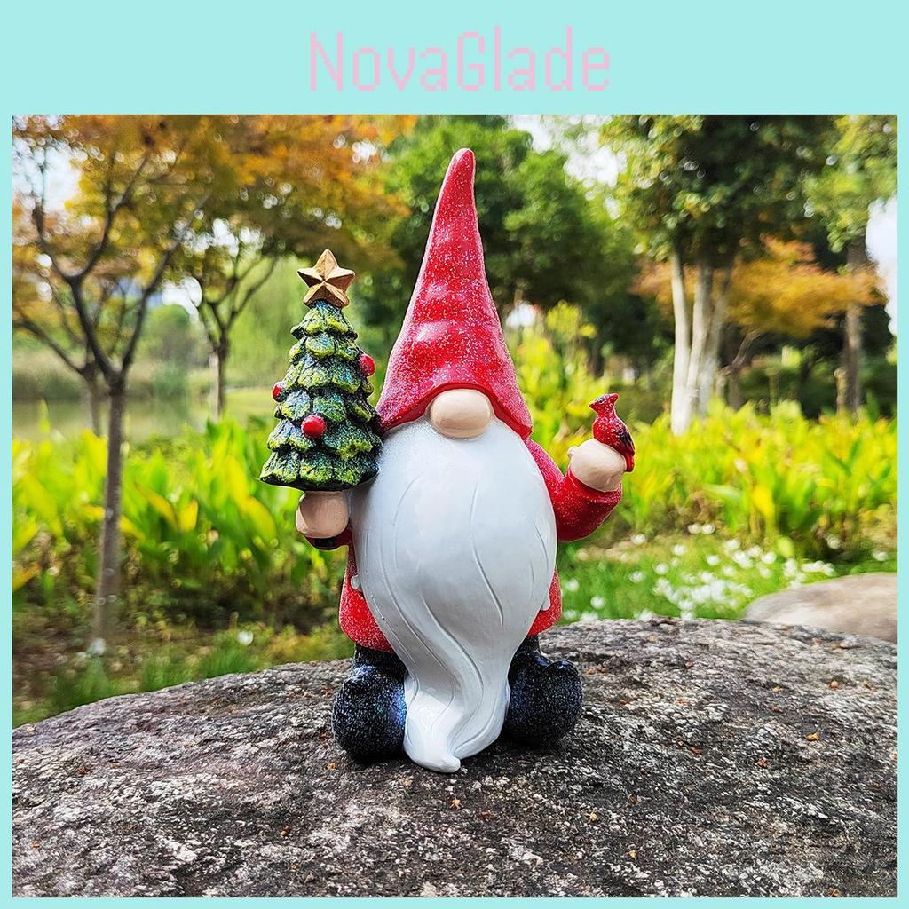Festive Santa Claus Resin Figurine Holding Christmas Tree Charming Garden Decor