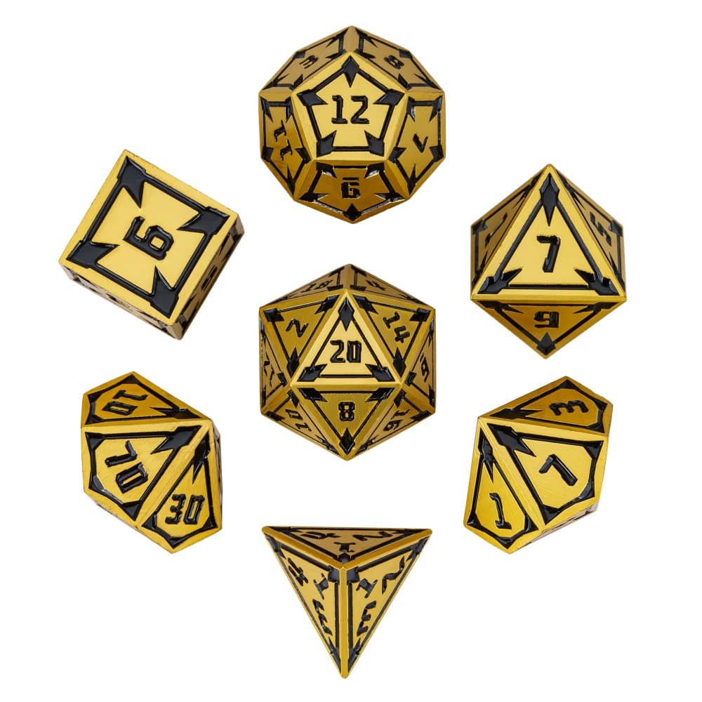 Cusdie New Metal DnD Dice Set Minimalist Rhomb Pattern D4-D20 Polyhedral Dice for D&D Pathfinder Tabletop RPG Board Games