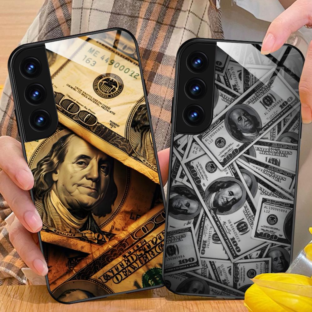 USD Dollar Glass Mobile Phone Case for Samsung Galaxy S26 S25 S24 S23 S22 S21 S20 Note20 Plus FE Ultra Colorful Cover