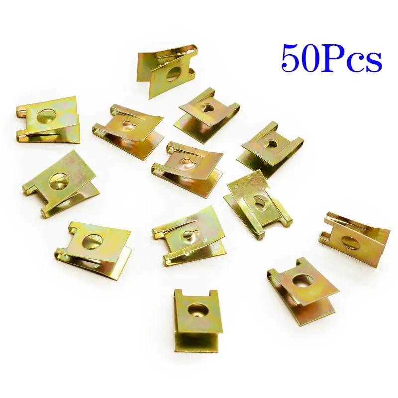 10/20/30/50/100pcs Car Screw Base U-Type Clips Car Fastener Clips Motor Automobile Engine Fender Bumper Guard Plate Clamp