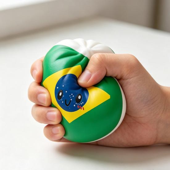 Cartoon Expression Dumpling Toy Stress Relief Flag Theme Steamed Bun Squeeze Fidget Toy Hand Relaxation Decompression Tool