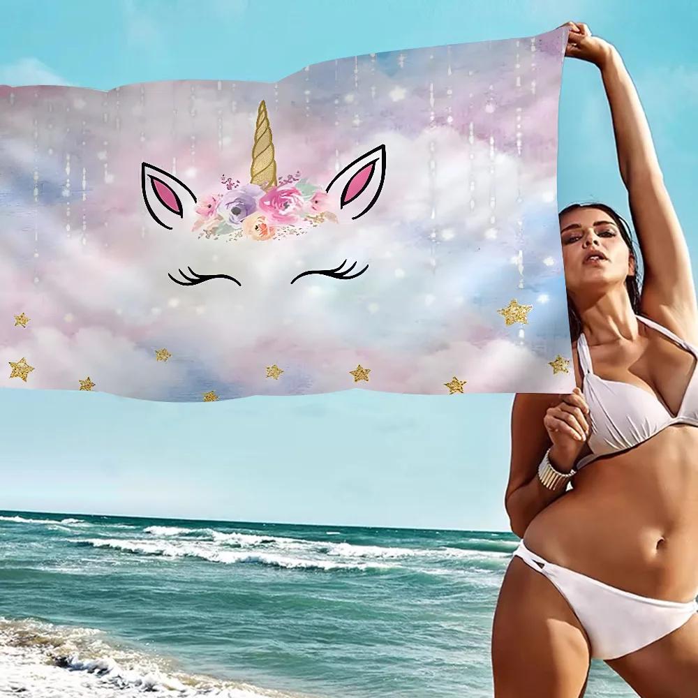 Cartoon Unicorn Animal Microfiber Beach Towel Absorbent Quick dry Soft Yoga Swimming Resort Mountain Climbing Towel