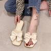 Women's Summer New Style Casual Flat Shoes for Outdoor Wear, Fashionable and Versatile Butterfly Bow French One-piece Slippers