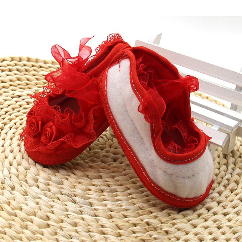 1 Pair Toddler First Walkers Solid Baby Shoesborn Girls Lace Cloth Soft Sole Princess Shoes Prewalkerest
